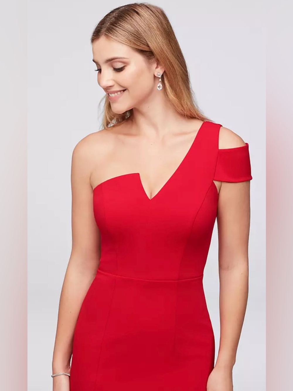 Betsy & Adam Scarlet One-Shoulder Evening Dress - Picture 3 of 6